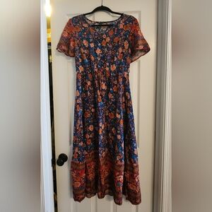 PrettyGarden Women's Floral Maxi Dress - Blue and Orange